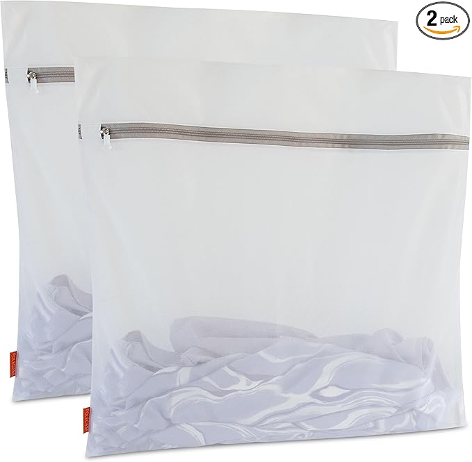 Polecasa Heavy Duty Mesh Laundry Bags for Delicates â 2 Pack with Sturdy Zipper for Lingerie, Coats, Baby Clothes, Underwear â Washing Machine & Dry Safter 24 x 24 Inches (2 XX-Large)