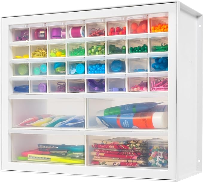 IRIS USA Small Parts Storage Cabinet, Made in USA, 36-Drawer Organizer for Screws, Nuts & Bolts, Electronics, Hardware, Beads, Crafts, Scrapbook Art Hobby, Teacher Toolbox, Garage Storage â White