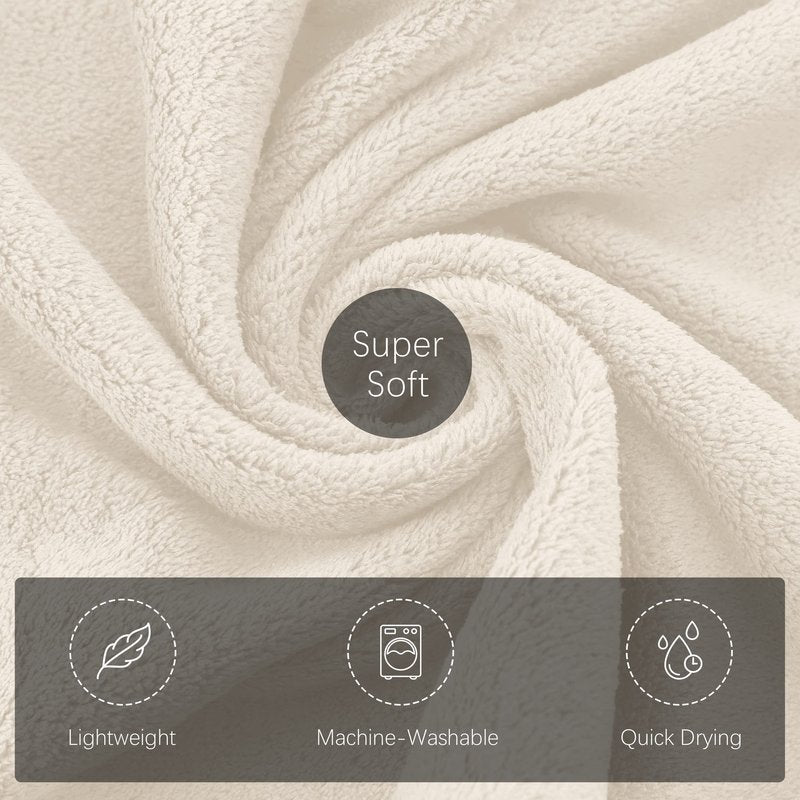 TENSTARS Silk Hemming Hand Towels for Bathroom - Quick Drying - Ultra Soft Microfiber Absorbent Towel for Bath Fitness, Gym, Shower, Hotel, and Spa - 16x28 Inch | Set of 6, Cream