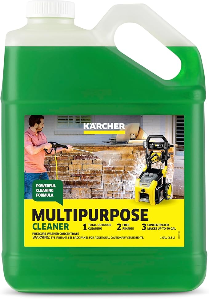 KÃRCHER Multi Purpose Pressure Washer Detergent, Removes Dirt and Grime from Fences, Siding, Patios, Driveways, Sidewalks, Concrete and More, Highly Concentrated, Makes up to 40 gal of Cleaner