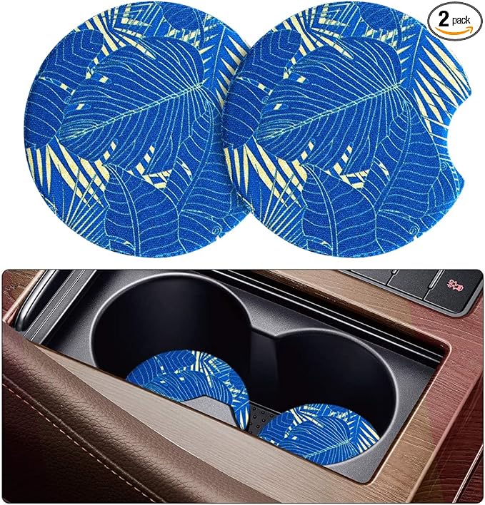 Moly Magnolia 2 Pack Car Coasters for Drinks Absorbent - 2.75 Inch Cute Car Cup Holder Coasters for Women, Removable Cup Holder Coaster for Women Girls, Car Interior Accessories (Style B)