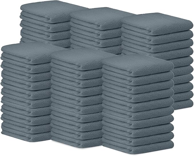 Avalon Towels Bar Towels (Pack of 60) Size 14x17 Inches â 100% Cotton, Absorbent and Reusable Cleaning Rags, Multipurpose Cleaning Towels, Terry Cloth Rags, Durable Shop Rags (Grey)