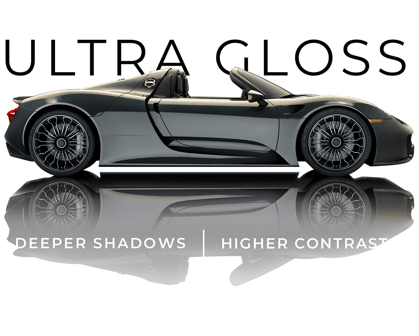 VViViD+ Ultra Gloss Candy Metallic Charcoal Grey Vinyl Car Wrap Premium Paint Replacement Film Roll with Nano Air Release Technology, Stretchable Protective Cap Liner, Self Adhesive (50ft x 5ft)