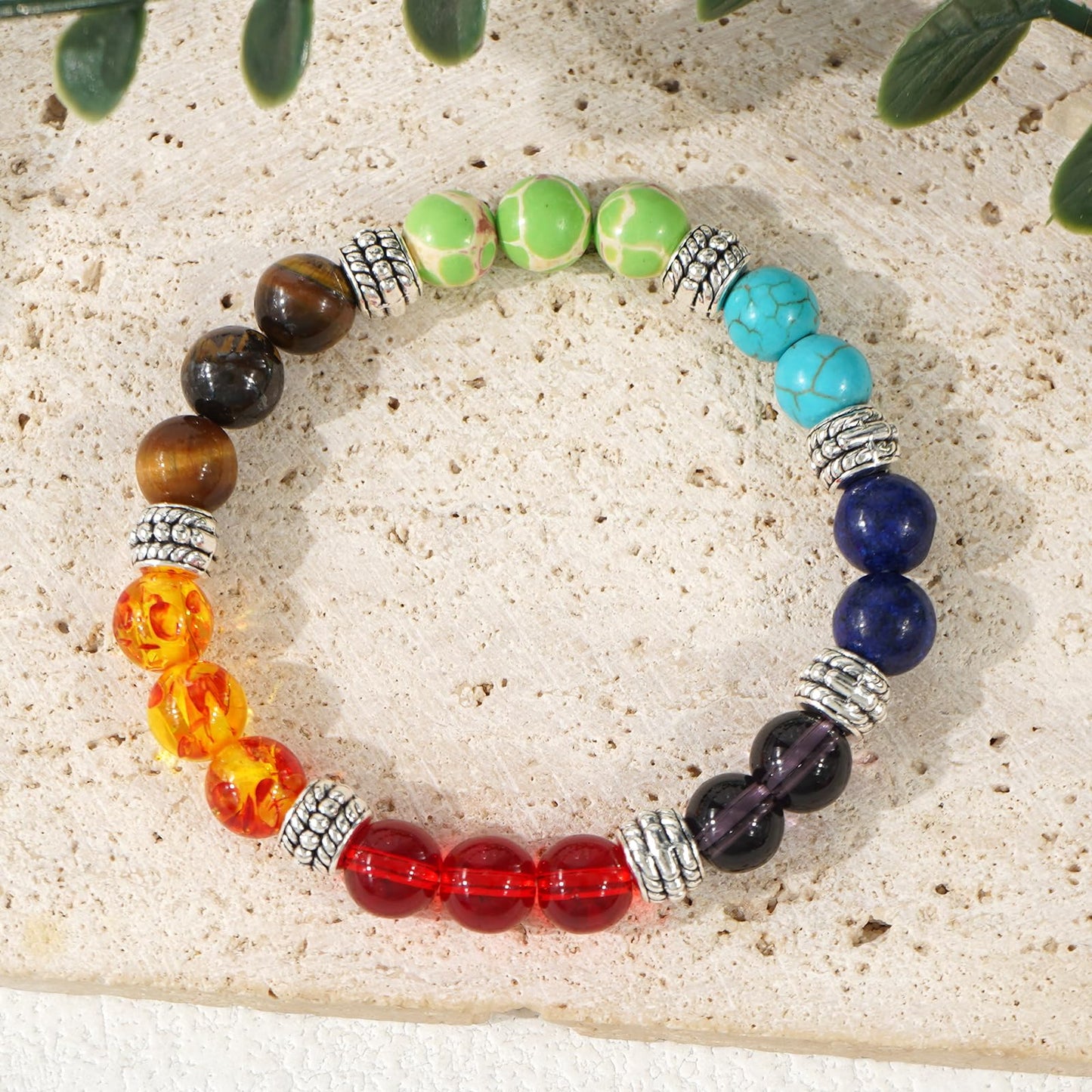 Bohxantium 7 Chakra Bracelet Reiki Healing Crystal Stone Bracelets for Women Natural Stone Beaded Anxiety Relief Spiritual Energy Yoga Stackable Jewelry for Women Men Meditation Relax Friendship Gift