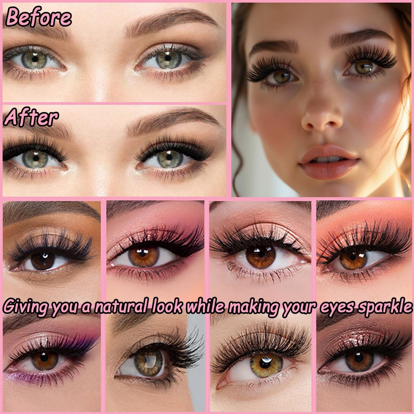 Lash Clusters Kit, 640 Pcs Eyelashes Clusters Extensions Kit 9-16mm Individual Lashes D Curl Fluffy Wispy False Eyelashes Thin Band with Bond Seal Tweezers Brush DIY (30D+40D+50D+60D Kit 9-16mm)
