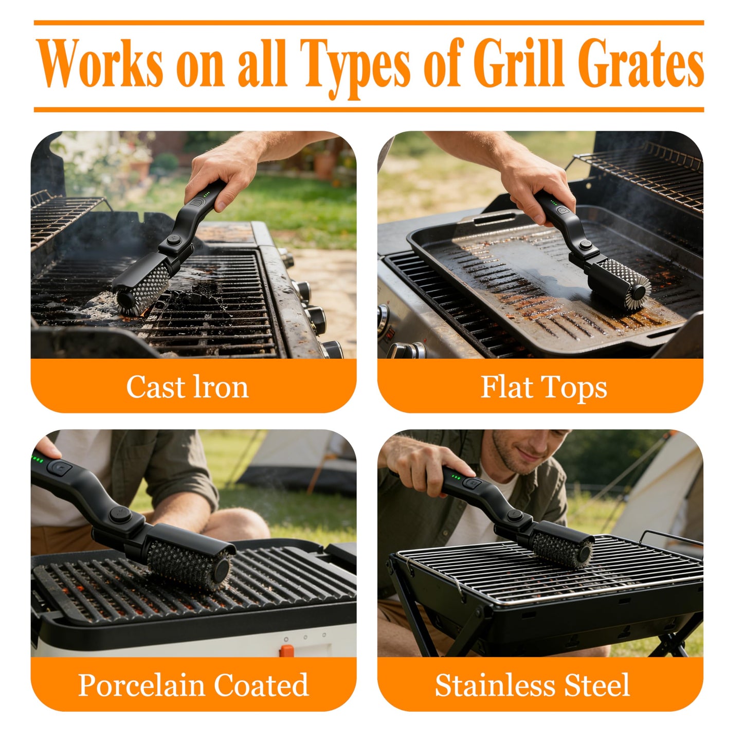 Electric BBQ Grill Brush for Outdoor, Electric BBQ Grill Cleaner with 3-Speed and Adjustable Angle, Rechargeable Grill Cleaning Brush for Barbecue Grates