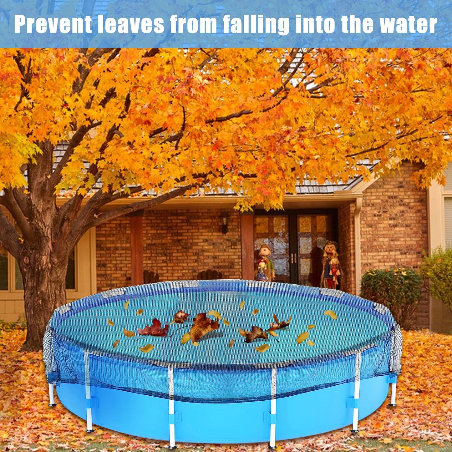 18 Feet Round Leaf Net Cover for Above Ground Pool, Mesh Cover with 12 Pcs Large Metal Clips,Pool Safety Net Fits 18FT Above Ground Pools, Keeps Leaves Out of Your Pool