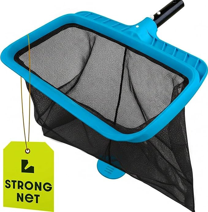 Pool Skimmer Net for Cleaning â Heavy Duty Deep Mesh Pool Net Skimmer - Fine Leaf Rake Net for Swimming Pools, Ponds - Strong Frame - Fits Standard Pool Poles (Net Only, No Pole) - Blue