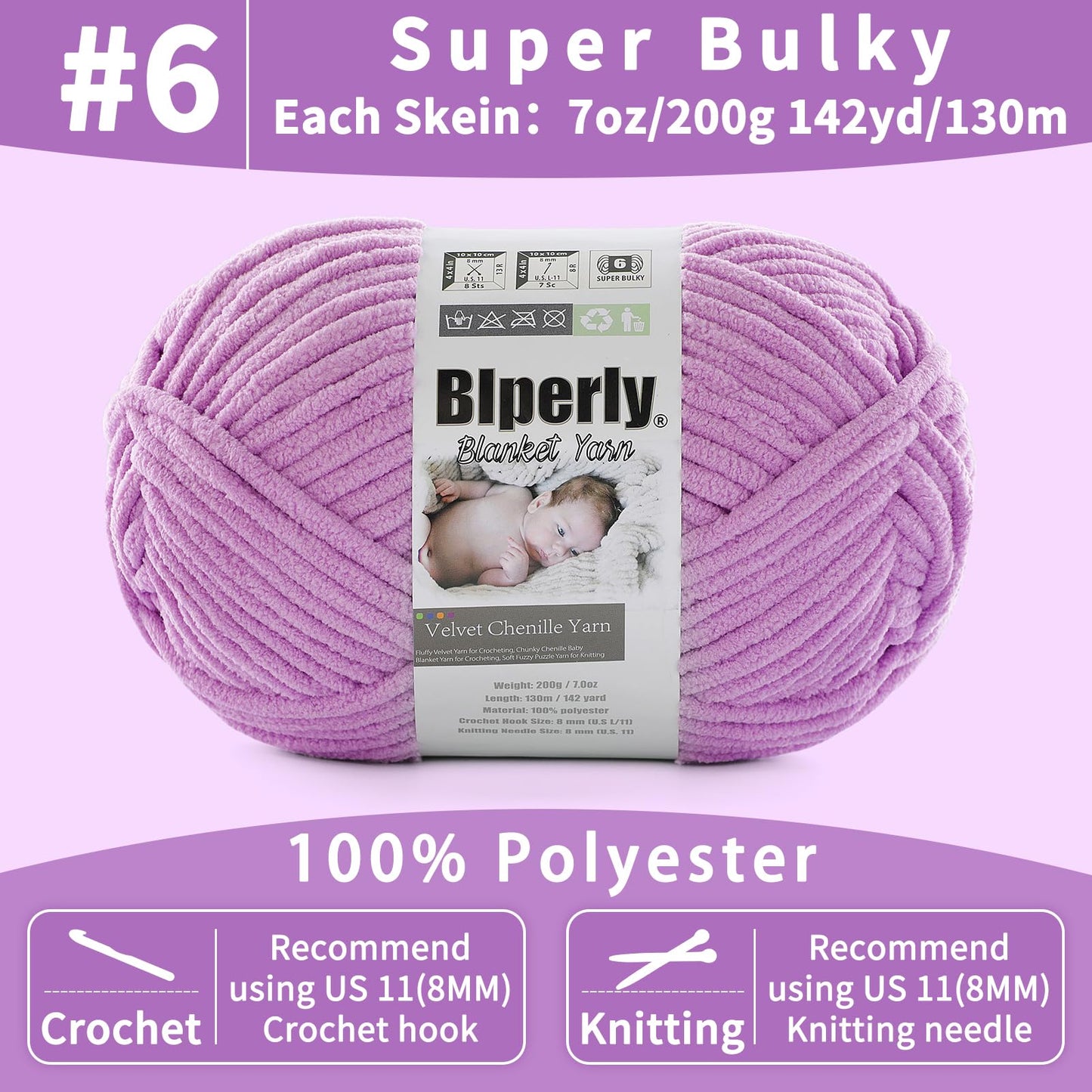 6 Super Bulky Velvet Chenille Yarn for Crocheting - 2 Skein of 200g/7 oz - Ultra Soft Heavy Weight Chunky Knitting Yarn for Baby Blankets, Amigurumi, Home Decor(Beige,2 Skein)