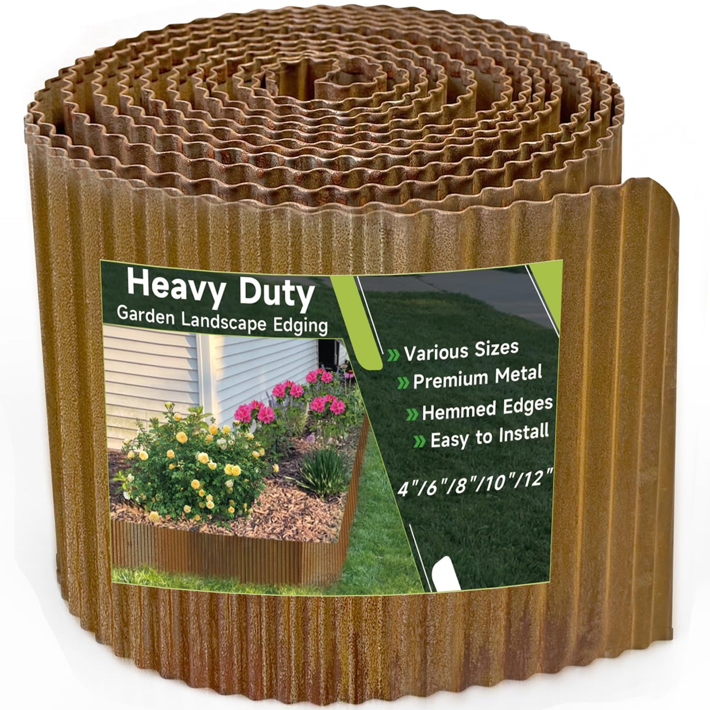 Corrugated Garden Edging, 6"Ã10Ft Pre-Rusted Landscape Edging & Lawn Edging Border, Metal Garden Border for Flower Beds, Gardenï¼Lawnï¼Raised Beds & Tree Surrounds