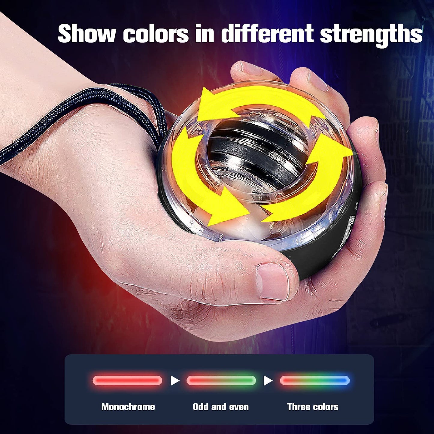 JIN BD Wrist Trainer Ball Auto-Start Gyroscopic Forearm Exerciser Gyro Ball for Strengthen Arms, Fingers, Grip and Muscles Black (No Light)
