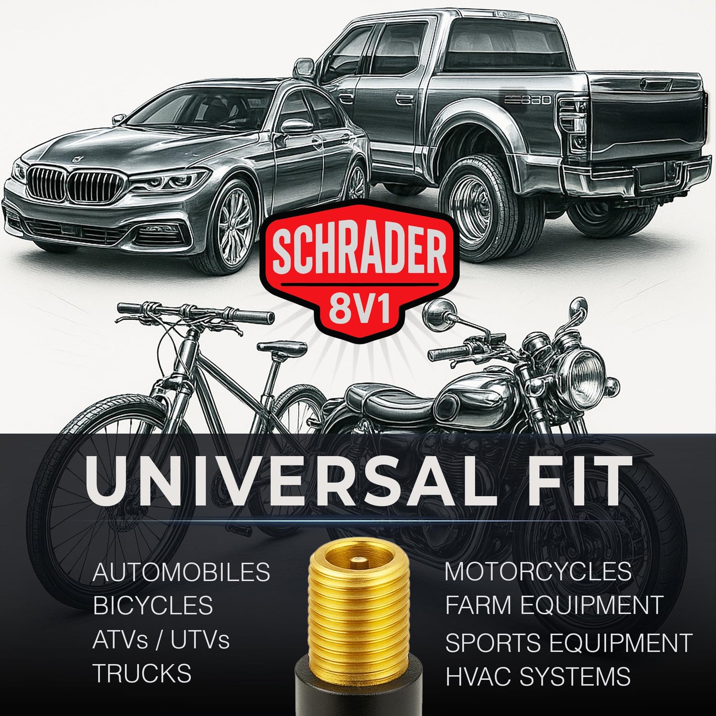 SKÖG Chuck Mates Reach360 Articulating 7-inch Extension for Tire Inflators | 1/4" F-NPT & Schrader Adapter | Dually Trucks RV Bicycle Car Semi