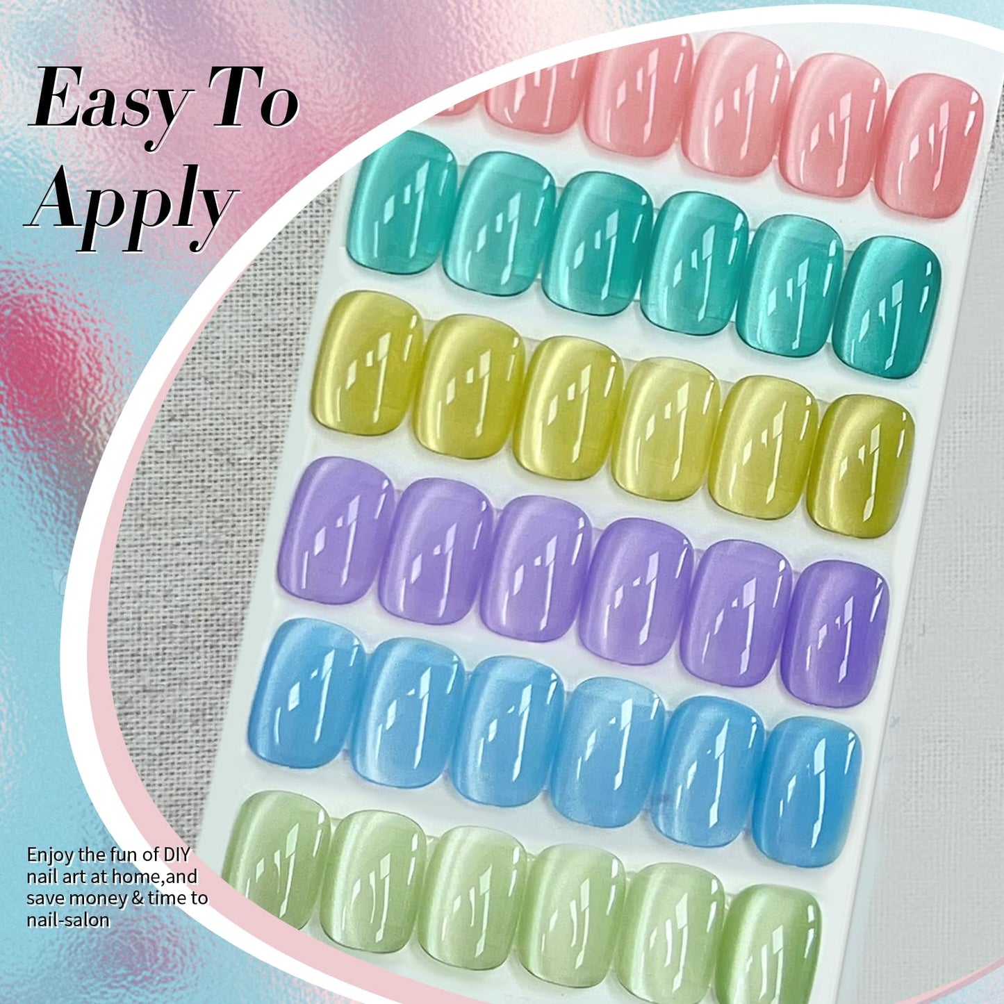 Born Pretty Magnetic Gel Nail Polish Pastel Water Light Cat Magnetic Eye Gel Jelly Glass Crystal Nail Polish Glitter Shimmer Auroras Magnetic Gel Nail Art Manicure Kit 6PCS