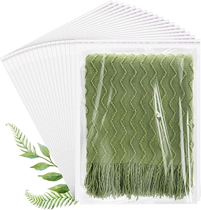 Cellophane Bags, 70 Pcs Resealable Clear Poly Bags for Clothes, Shirt Bag, Decorative Wrappers, Party Favors & Artwork(14x20)
