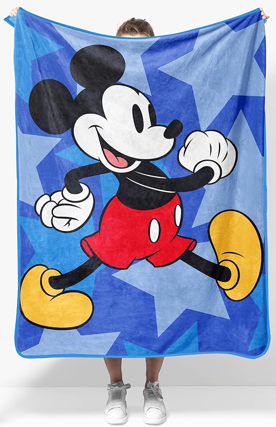Jay Franco Kids Plush Throw Blanket â Soft & Cozy Fleece Throw for Bedroom & Couch Décor, Official Licensed Product, Blue - Mickey Mouse, 40x50 - Travel Blanket