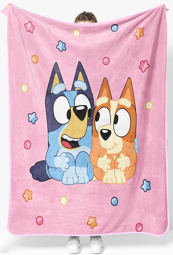 Jay Franco Kids Plush Throw Blanket â Soft & Comfy Throw for Couch or Bed â Cozy Home Décor for Living Room & Bedroom, Pink - Bluey, 46x60 - Throw Blanket
