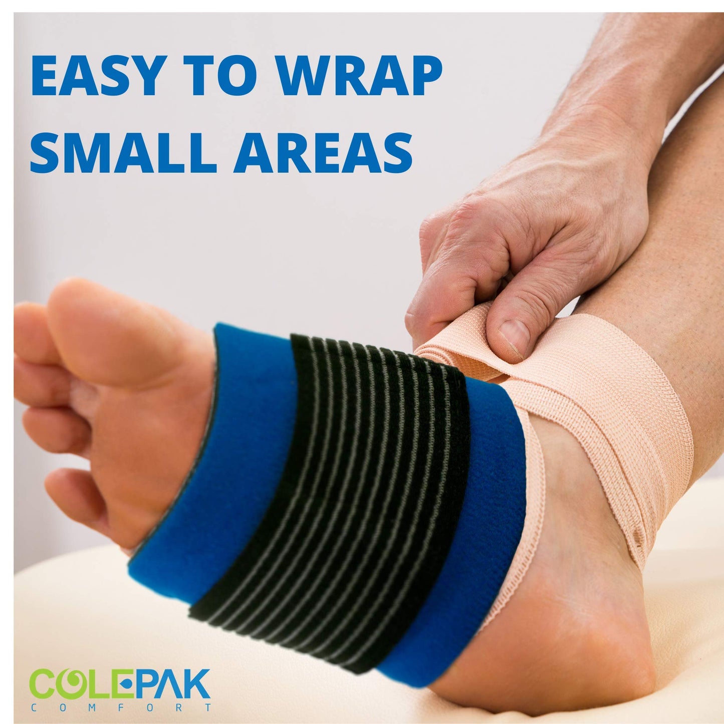 ColePak Comfort Ice Pack Sleeve - 5.5" x 9.5"" Pouch Holder with Wide Elastic Strap (Ice Pack Not Included) Blue"