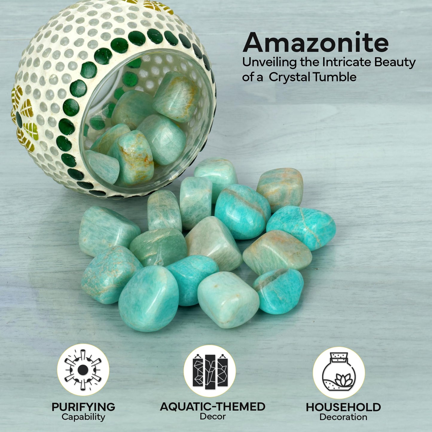 1/2lb Amazonite Tumbled Stones, Polished Crystals Healing, Natural Stones, Feng Shui, Chakra Balancing, Good Luck, Reiki Gift, Home Decor, Size 20-25 Mm, Polished Gemstones