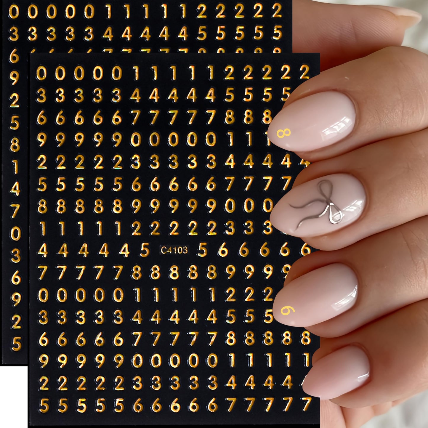 12 Sheets Numbers Nail Stickers 3DSelf-Adhesive Number Nail Decals Gold Silver Laser Silver Nail Art Stickers Laser Gold Black White Number Characters Nail Design Number Nail Supplies for Women DIY