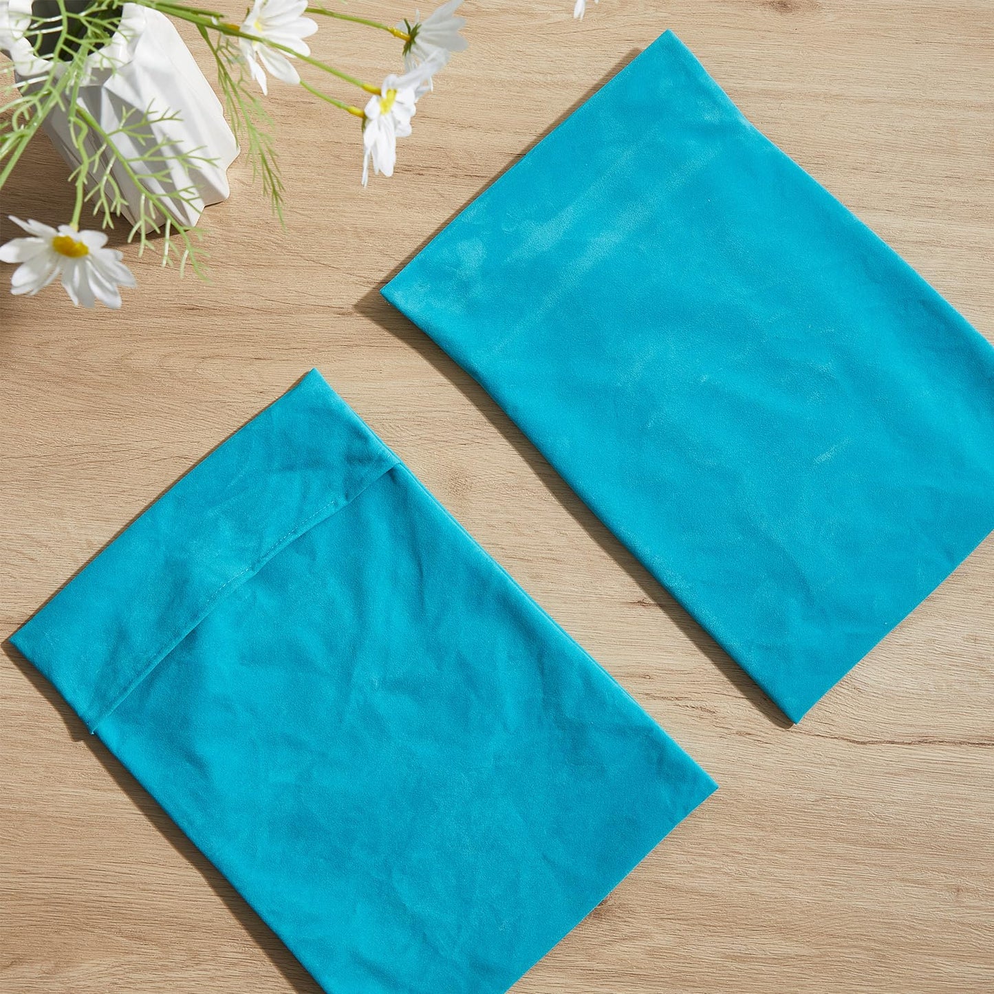 Paterr 5 Pcs Soft Flannel Cold Pack Sleeves Reusable Washable Fabric Cover for Protective Hot Ice Cover, Cold Pack Not Included, Blue(6"x9"")"