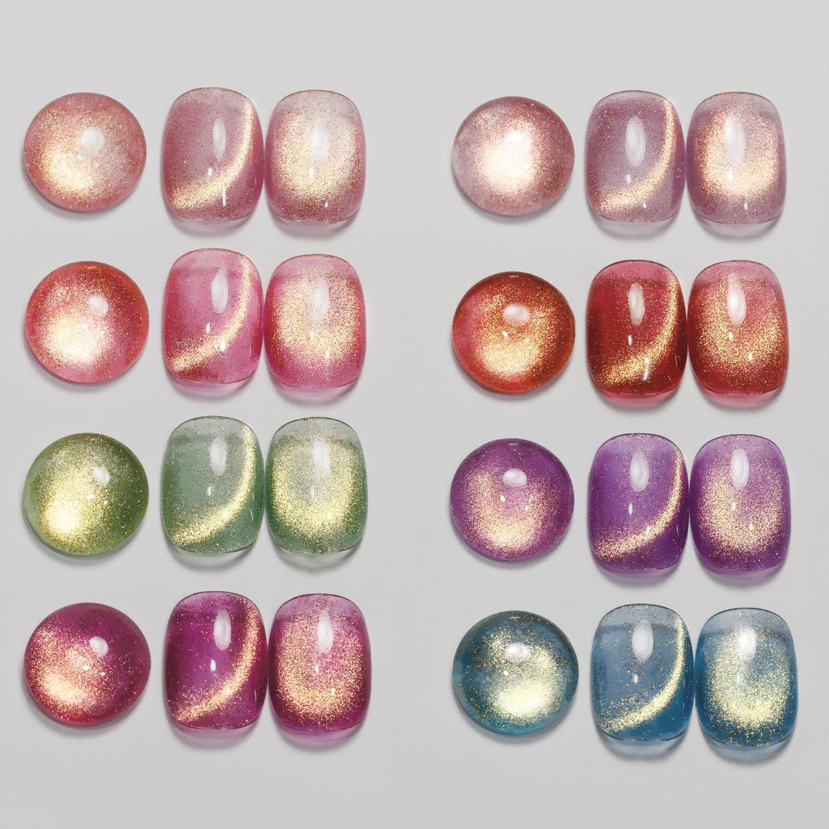MIZHSE Cat Eye Gel Nail Polish, Magnetic Gel Polish Set with Magnet, Shimmery Cateye Effect Neon Pink Green Purple Colors Soak Off Nail Art Manicure Home Gift for Ladies