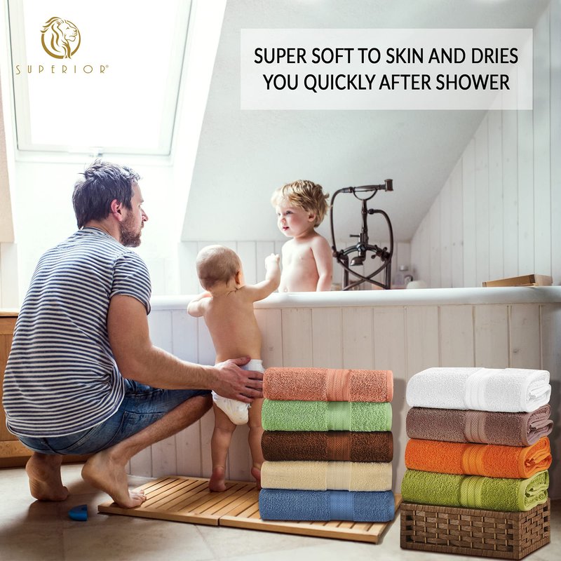 Superior 700 GSM Long Staple 100% Combed Cotton, Durable, Plush and Absorbent 6-Piece Single Ply Towel Set - Rivulet