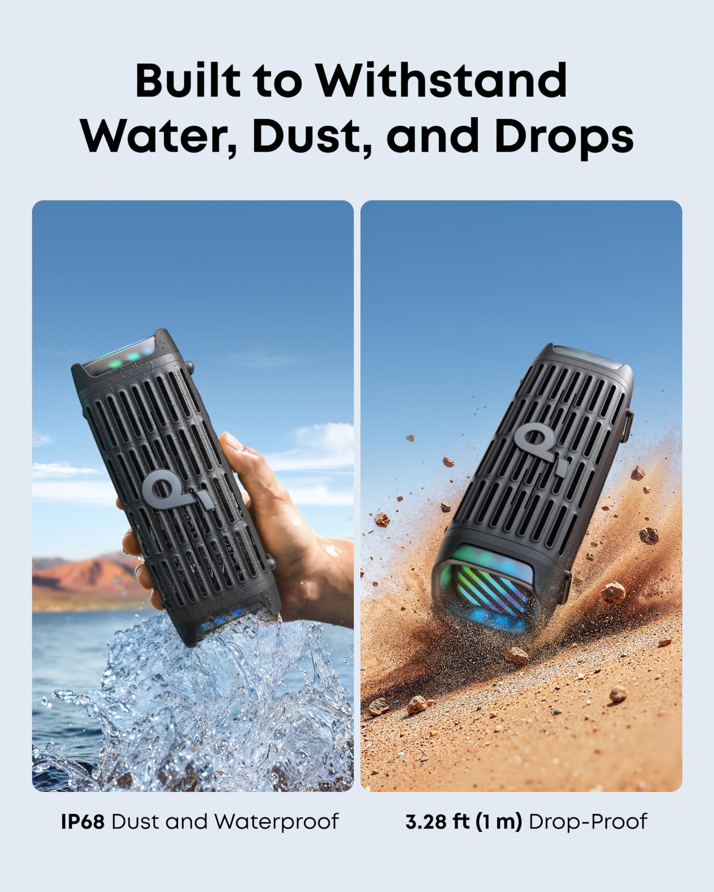 Soundcore Boom 3i by Anker, Compact Outdoor Speaker, IP68 Waterproof, Floating Playback, Saltwater-Resistant, BassUp 2.0, 50W Portable Speaker, Bluetooth 5.3, 16H, TWS, Kayak/Fishing/Camping