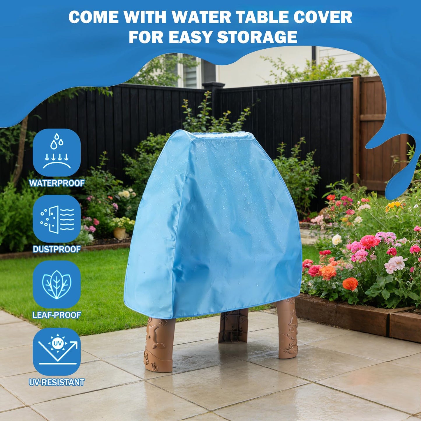 ZACEAC Water Table for Toddlers 3-5 with Umbrella Outdoor Toys for Kids Ages 4-8 Kids Sand Water Table with Fishing Game Set Activity Sensory Table with Water Pump Summer Gift for Kids
