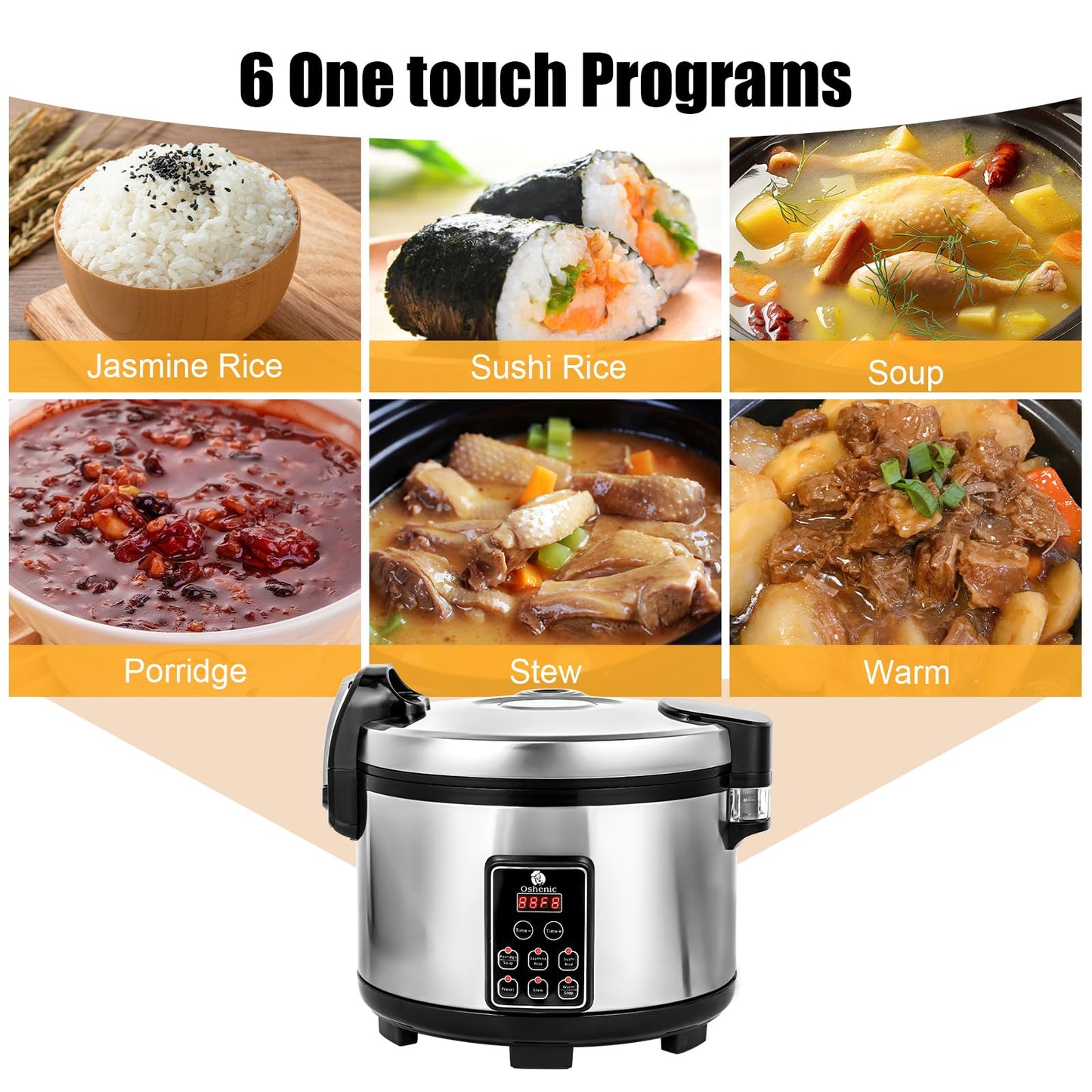 Oshenic Commercial Rice Cooker,15.85QT/84 Cups Cooked Rice,15L Extra Large Capacity Rice Cooker & Warmer,1350W Fast Rice Cooker With LED Display,Nonstick Inner Pot,Multi-Function Electric Rice Maker