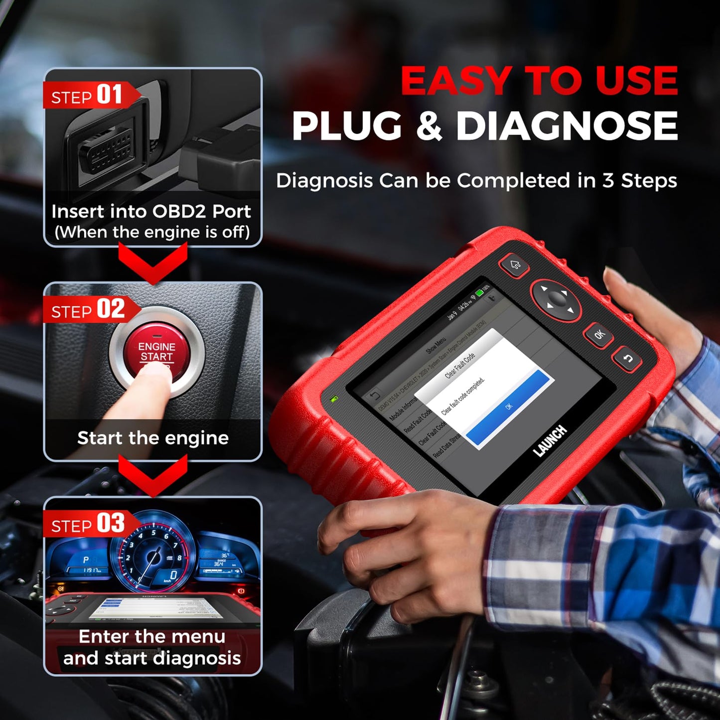 LAUNCH OBD2 Scanner CRP123X Elite V2.0, 2026 Lifetime Free Update Diagnostic Scan Tool, Car Engine Code Reader with Oil/Brake/SAS/BMS/D.P.F/ABS Bleeding/Throttle Reset, FCA SGW, Auto VIN, Battery Test