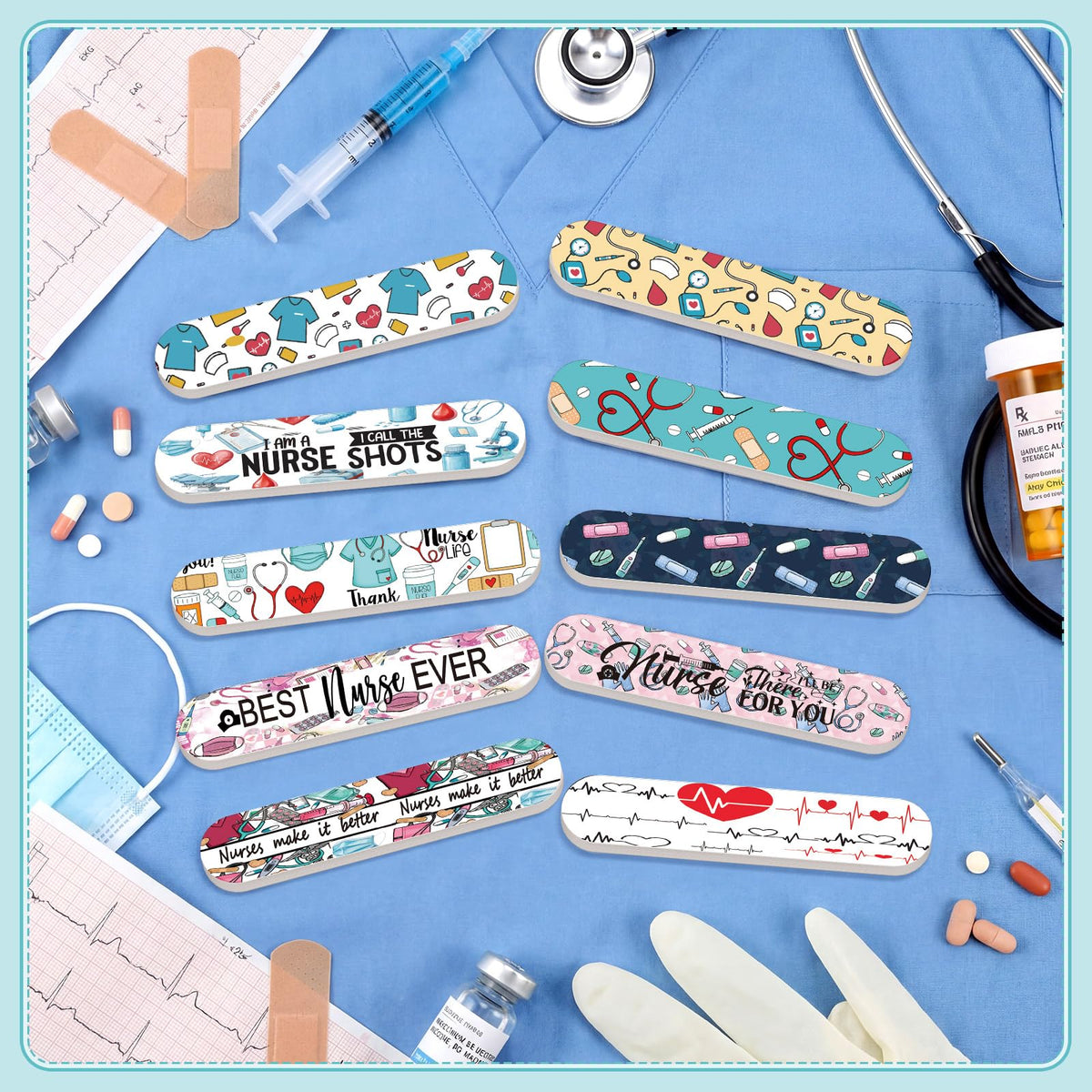 Lanties 50 Pcs Nurse Gifts for Women Bulk Rn Appreciation Nail File Bulk Mini Nursing Emery Board Nail Files Nurse Appreciation Gifts for Nurses' Week Female Dental Medical Assistant