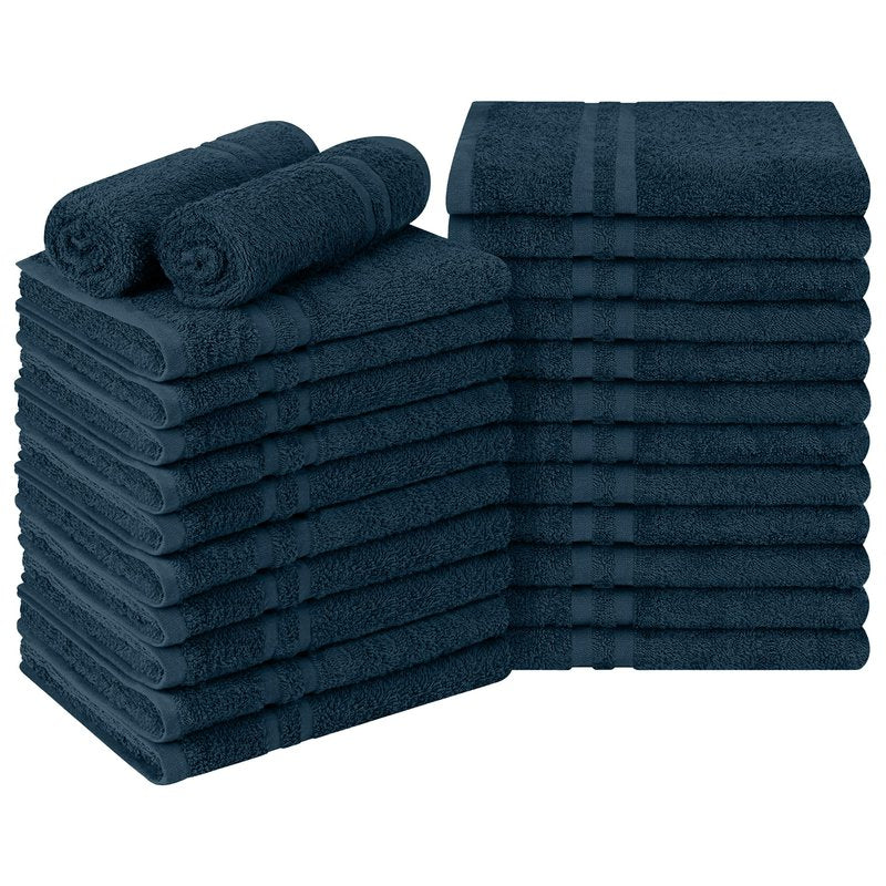 RIVERSIDE Pack of 24 Salon Towels Set β 16 x 26 Inches, 100% Ring Spun Cotton Highly Absorbent and Quick Dry Towels for Salon, Hand, Barber, Gym, Home & Hair Care, Navy Blue