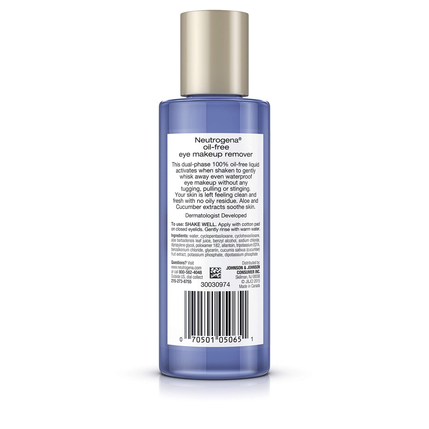 Neutrogena Gentle Oil-Free Eye Makeup Remover & Cleanser for Sensitive Eyes, Non-Greasy Makeup Remover, Removes Waterproof Mascara, Dermatologist & Ophthalmologist Tested, 5.5 fl. oz, 3 Pack