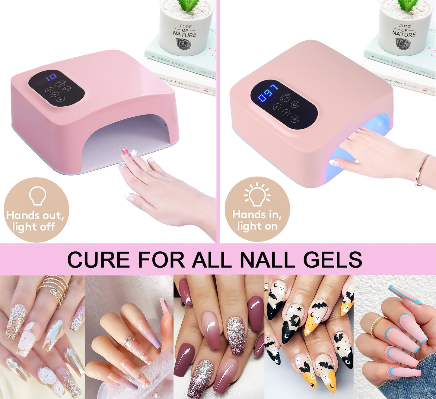 PASSHA 72W Cordless LED Nail Lamp, Rechargeable UV Nail Dryer for Gel Polish, Portable Manicure Light with 4 Timers, LCD Display, 36 LED Beads