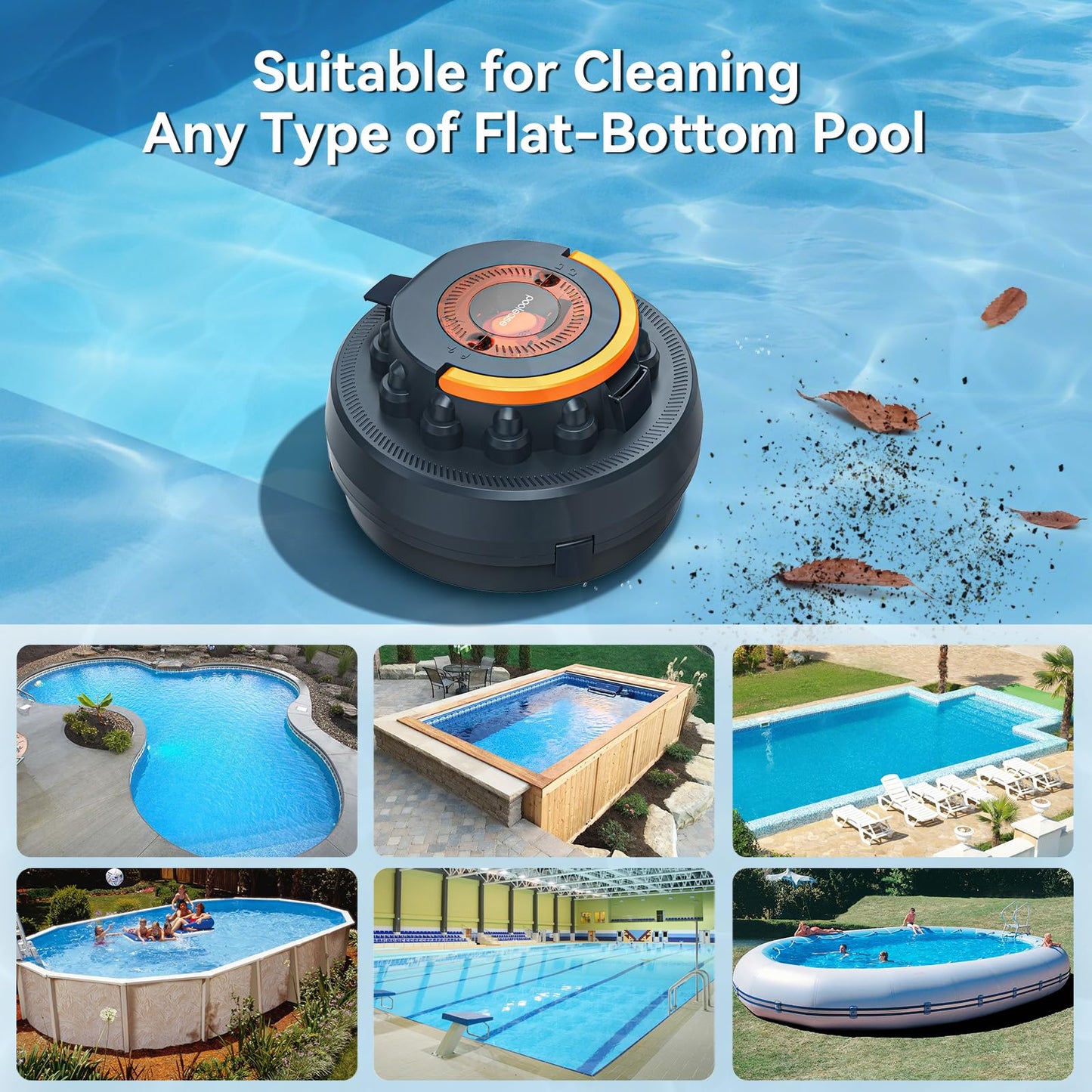 X2 Cordless Pool Cleaner Robot, Robotic Pool Vacuum for Above/In Ground Pool, 45W Dual-Motor, Self-Parking, Enhanced with 2L Debris Capacity
