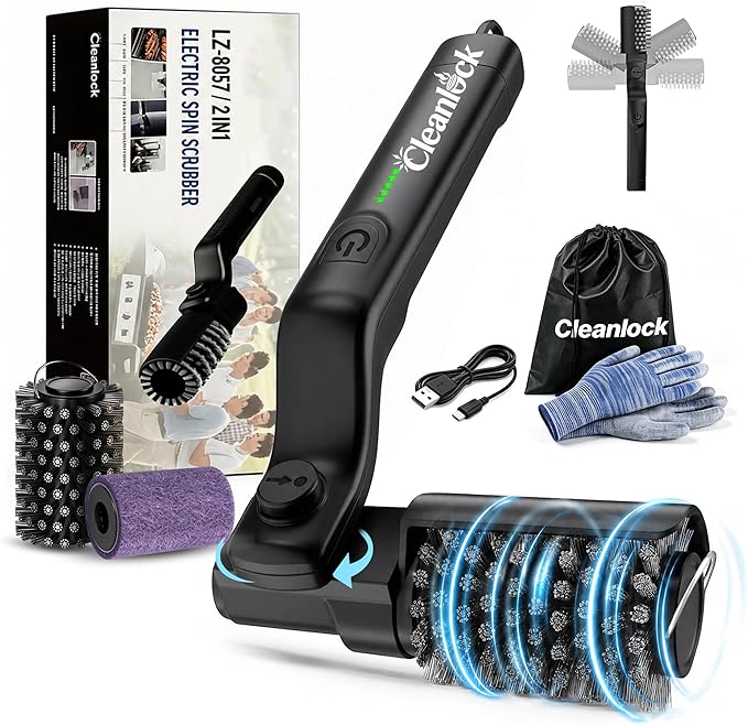 Electric Grill Brush Cordless â Rechargeable BBQ Grill Brush for Outdoor Grill, 3 Powerful Speed, Bristle-Free Safe, 180° Adjustable, Stainless Steel Rotary Brush Head, Grill Cleaning Tool