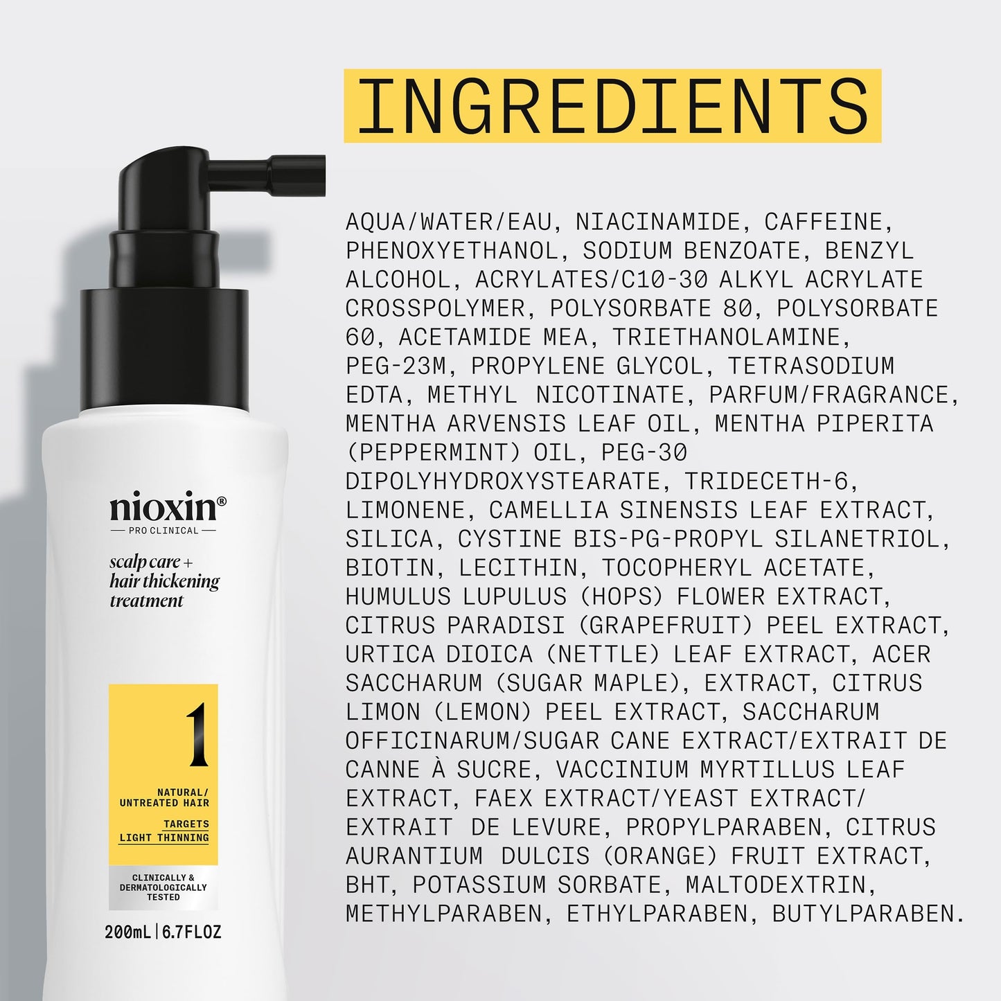 Nioxin Scalp + Hair Thickening System 1 Leave on Treatment | For Natural or Untreated Hair with Light Thinning | 6.8 Fl oz.