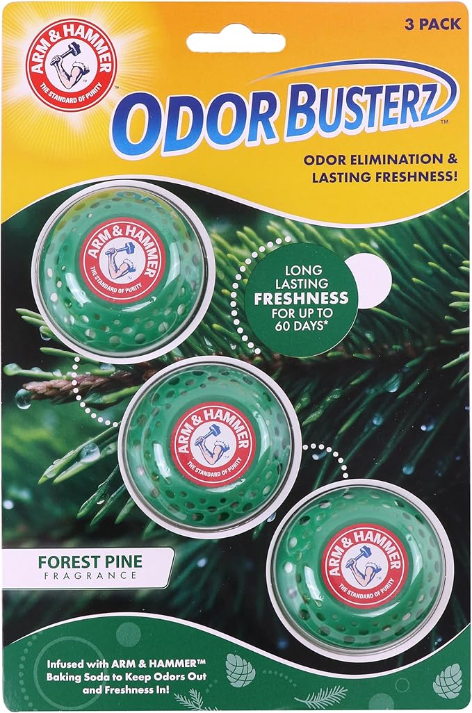 Arm & Hammer OdorBusterz® Odor Eliminator Balls, Forest Pine, 3 Count â Baking Soda Odor Control for Closets, Drawers, Hampers & Small Spaces