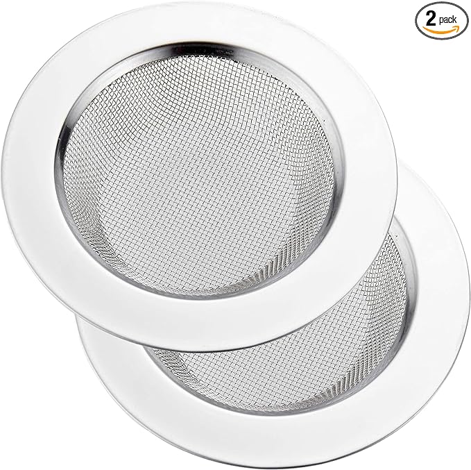 LASSHSWA 2 PCS Kitchen Sink Strainer Stainless Steel, Kitchen Sink Drain Strainerï¼ Sink Strainers with Large Wide Rim 4.5" Diameter for Kitchen Sinks