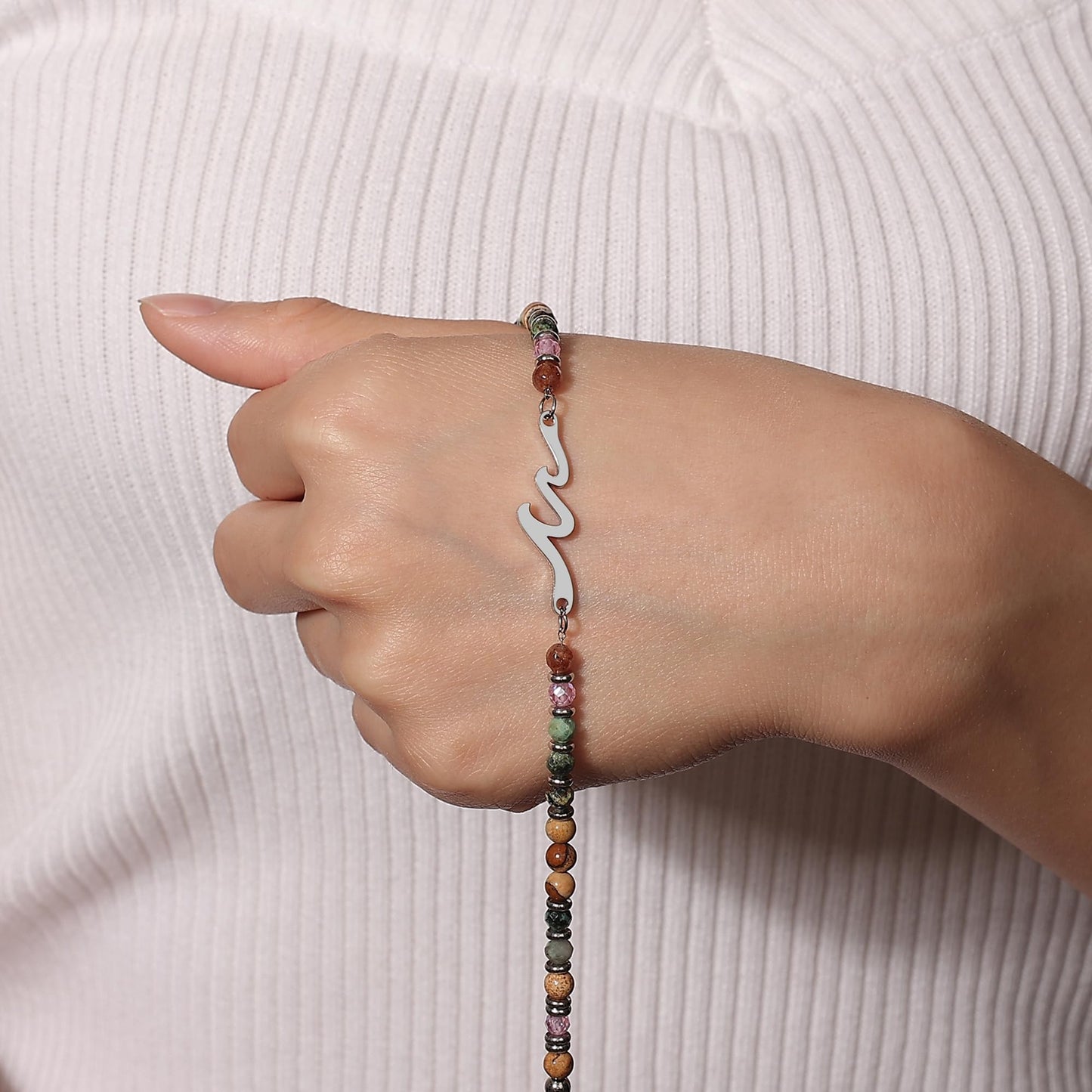 TONY & SANDY Granddaughter Gifts from Grandma, to My Granddaughter Wave Bracelet for Women, Granddaughters Birthday Graduation Her Christmas Teens Jewelry Presents Sweet 16 Mothers Day