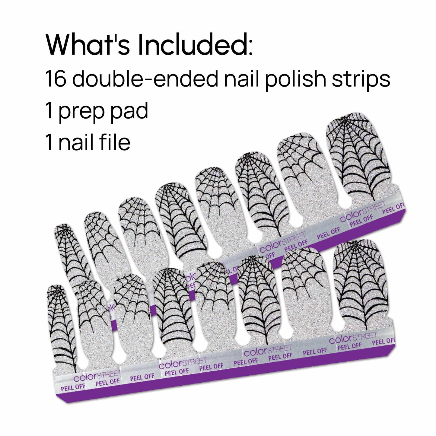 Color Street - Widow’s Glow Nail Polish Strips - Real Nail Polish Stickers for Costume, Cosplay, Party & Festival Looks - 16 Double-Ended Strips