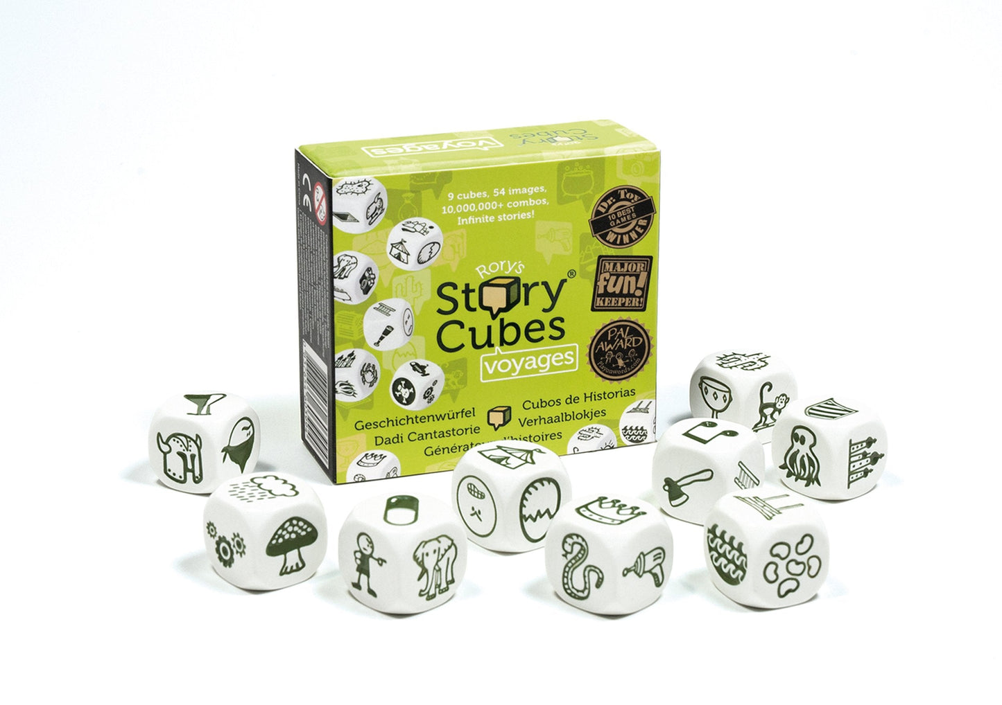 Asmodee Rory's Story Cubes Voyages (Box) - Embark on Epic Adventures! Creative Storytelling Game for Kids & Adults, Ages 6+, 1+ Players, 10 Minute Playtime