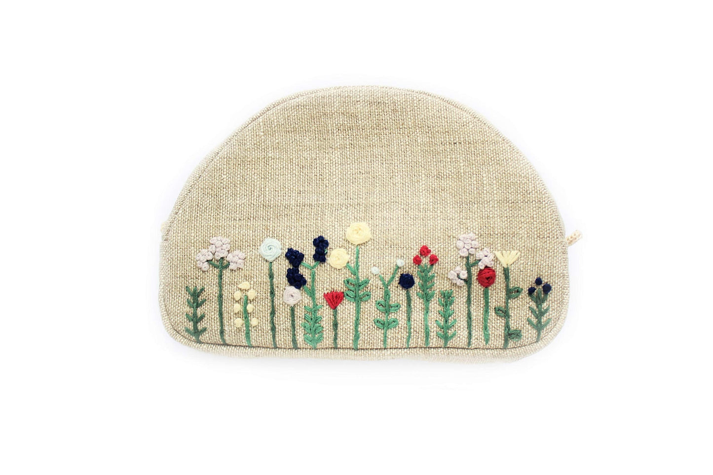 Small embroidered cosmetic bag Flowers embroidery makeup bag for women Floral makeup zipper pouch for bridesmaids
