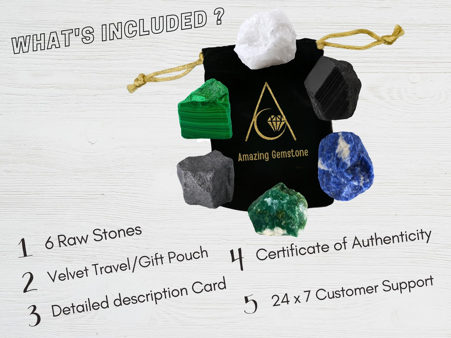 Amazing Gemstone Healing Crystal for Breast Lung Prostate Cancer Fighter, Set of 6 Black Tourmaline, Malachite, Hematite, Sodalite, Moss Agate and Snow Quartz Healing Crystals and Stones