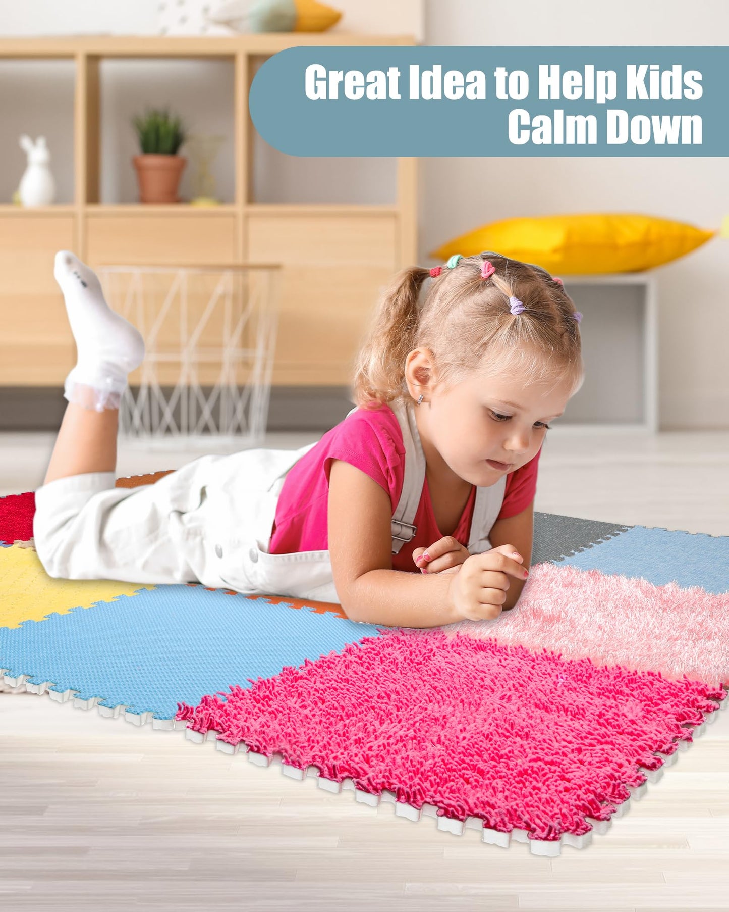 MOTGOM 12 Set Sensory Floor Tiles - Textured Sensory Mats, Interlocking Sensory Rug Sensory Toys for Autistic Children Kids Baby Toddler Multi Sensory Exploration, Tactile Play, Fidgeting Activity