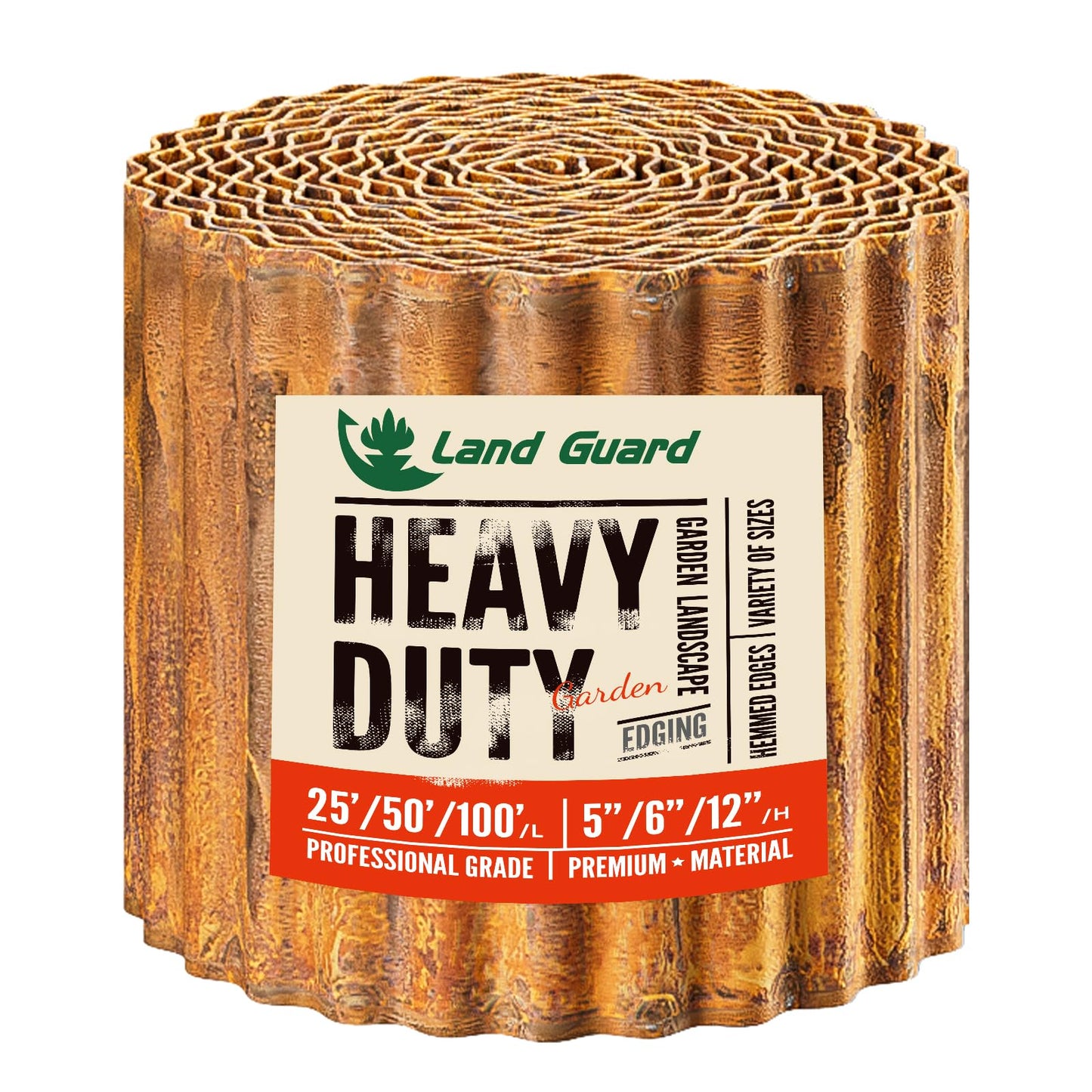 Land Guard Corrugated Garden Edging Border, 6" Ã 50' Landscape Paver Edging, Tall Landscape Edging, Fence for Garden, Flower Bed, Lawn and Landscape Edging (Rusty)
