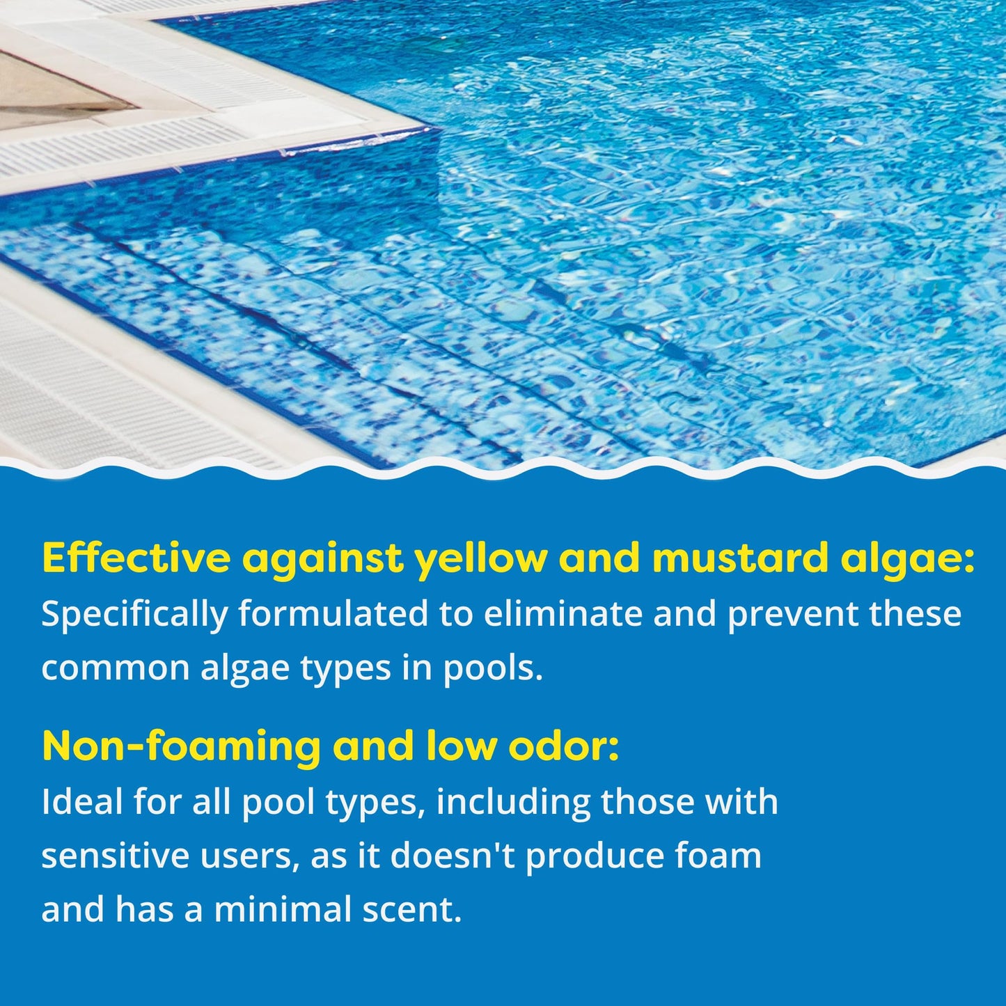 In The Swim Super Algaecide for Above Ground or Inground Swimming Pools – Low Odor, Non-Foaming Preventative for Yellow/Mustard Algae in Swimming Pools - 7.1% Chelated Copper – 1 Gallon