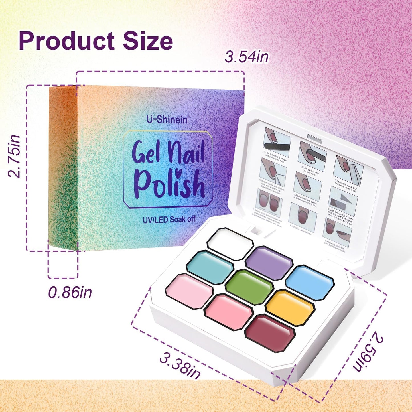 U-Shinein Gradient Painting Gel, 9 Bright Colors Ombre Gel Nail Polish Light Pink Blue Summer Kit Sponging for Pigment Pat Nails Aura Nails French Manicure Soak Off UV Bloom Summer