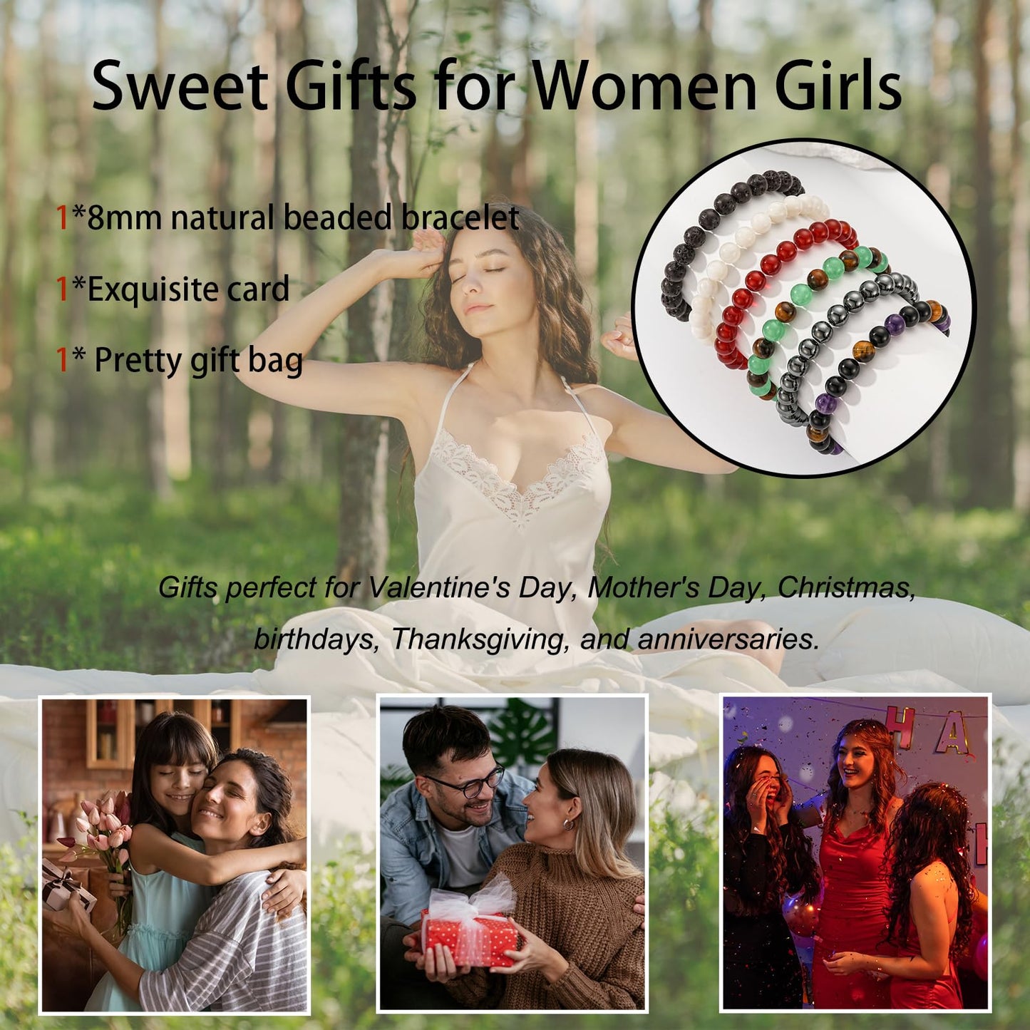 Gnamy Money Bracelets Wealth for Women, Green Aventurine Tigers Eye Gemstone Beads Crystal Bracelet Jewelry for Good Luck Money Attraction Jewelry Gifts for Mom Coworker Boss Best Friends Her Girlfriend Grandma