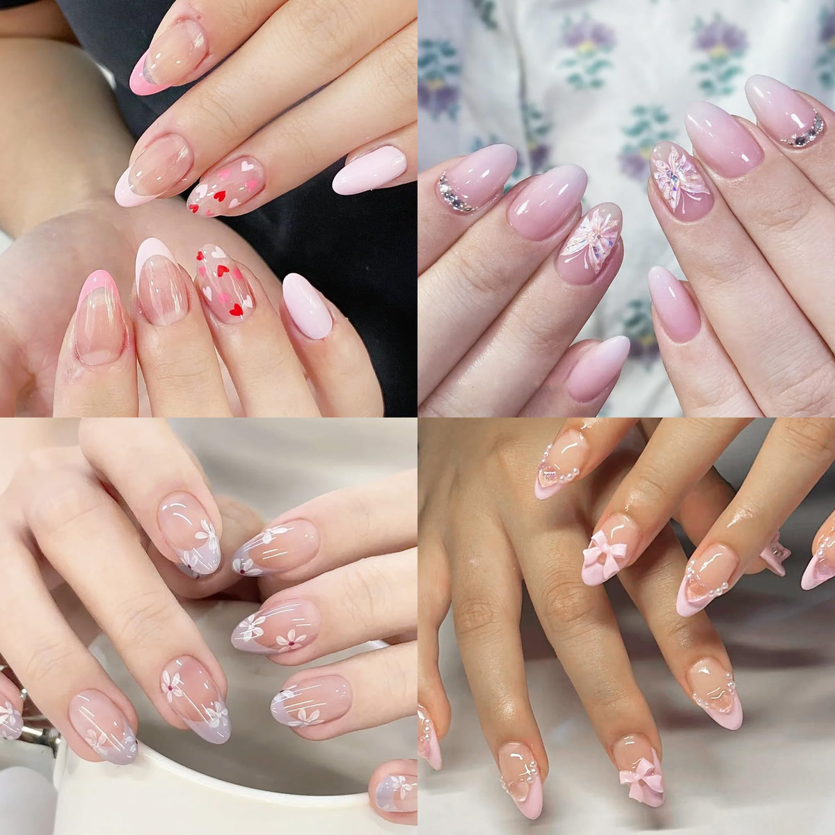 480PCS Nail Tips Clear False Nails Full Cover for Acrylic Fake Nails Kit 12 Sizes 2 Shapes Short Almond Coffin Pre-Shape for Salon Home DIY Gifts